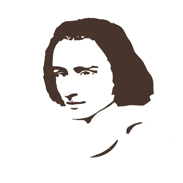 Komposer Ferenc Liszt. potret vektor - Stok Vektor