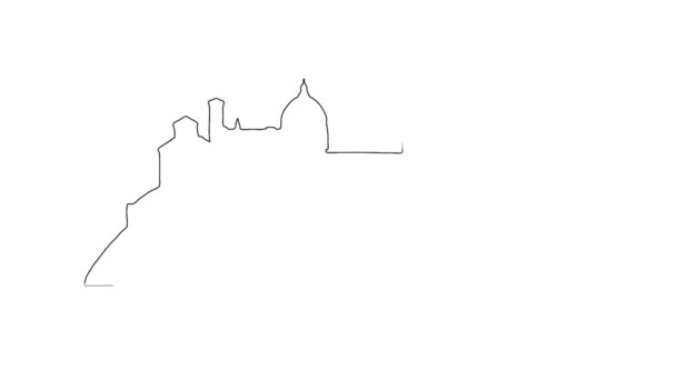 Florence. Vue sur la ville. dessin à l'encre silhouette ville, animation — Video