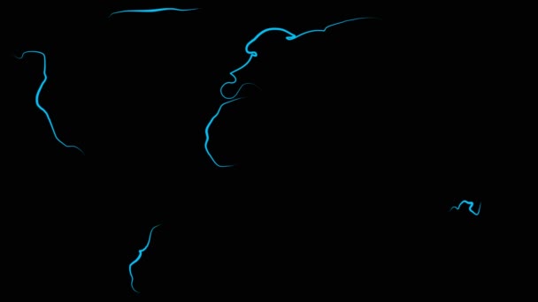 Mapa animado do mundo. Preto com azul — Vídeo de Stock