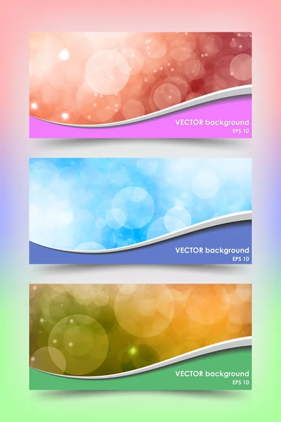 Colored banner templates with beautiful bokeh. — Stock Vector