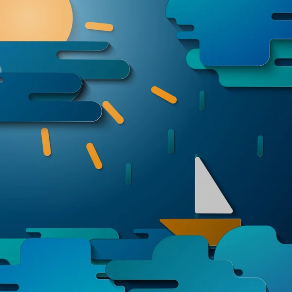 Teknenin denizde illüstrasyon