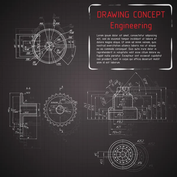 Makine Mühendisliği çizimler üzerinde yazı tahtası
