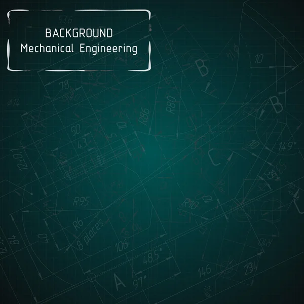 Makine Mühendisliği çizimler üzerinde yeşil yazı tahtası