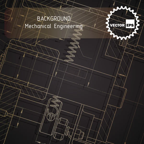 Фон чертежей машиностроения в темноте — стоковый вектор