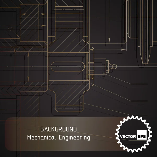 Hintergrund der Maschinenbau-Zeichnungen auf dunklem Hintergrund — Stockvektor