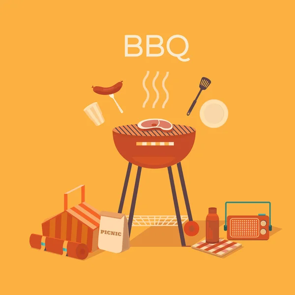 Illustration of a barbecue outdoors