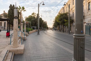 Kudüs, İsrail, 24 Ekim 2020: Eski Kudüs, İsrail yakınlarındaki Jaffa Caddesi
