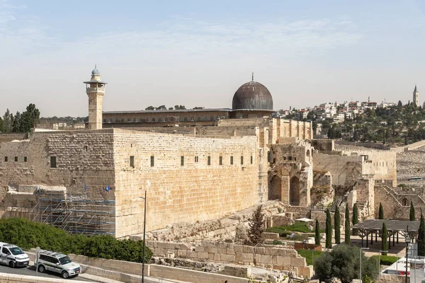 Jerusalem Israel October 2020 Walls Thetemple Mount Aqsa Mosque Minaret — Stock Photo, Image
