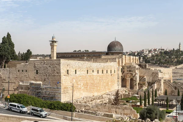 Jerusalem Israel October 2020 Walls Thetemple Mount Aqsa Mosque Minaret — Stock Photo, Image