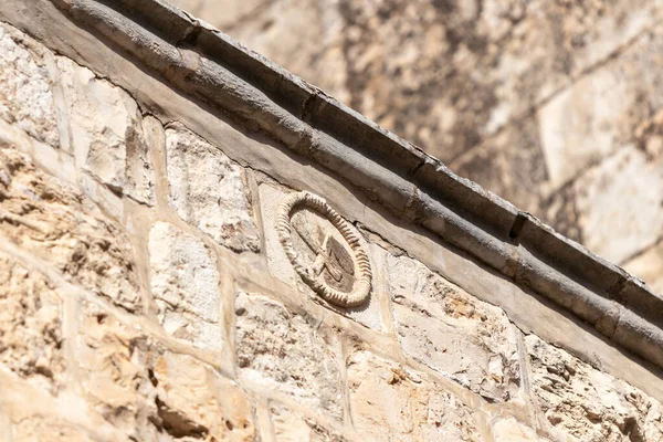 Antikes Steinsiegel Eines Maurers Der Eine Mauer Der Dolorosa Der — Stockfoto