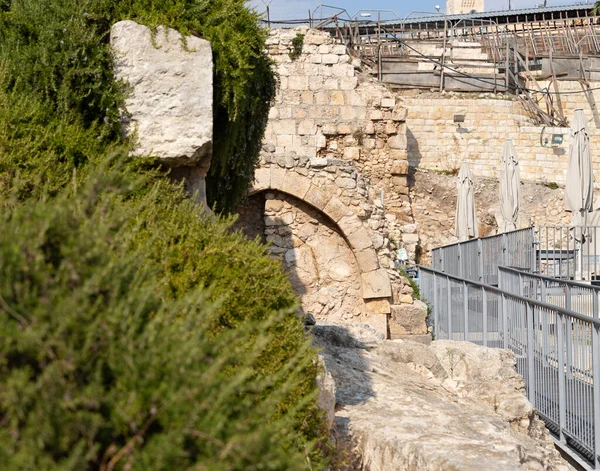 Stanowisko Archeologiczne Pobliżu Murów Wzgórza Świątynnego Starym Mieście Jerozolimie Izraelu — Zdjęcie stockowe