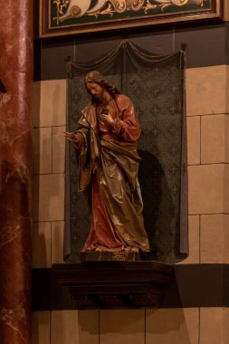 Kudüs, İsrail, 14 Kasım 2020: Kilisenin İsrail 'in eski Kudüs kentindeki Avusturya Bakımevi binasında bulunduğu odanın içinde İsa' nın heykelciği