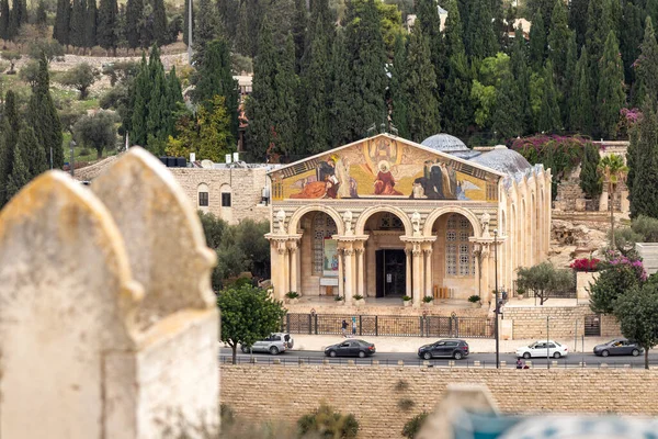 以色列耶路撒冷 2020年11月14日 从以色列耶路撒冷旧城的橄榄山忏悔或慈悲之门和所有民族的教堂看问题 — 图库照片