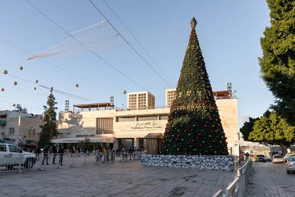 Betlejem Izrael Grudnia 2020 Choinka Ozdobiona Okazji Bożego Narodzenia Rynku — Zdjęcie stockowe