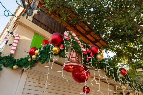 Decorado Para Celebración Navidad Sderot Ben Gurion Street Ciudad Haifa — Foto de Stock