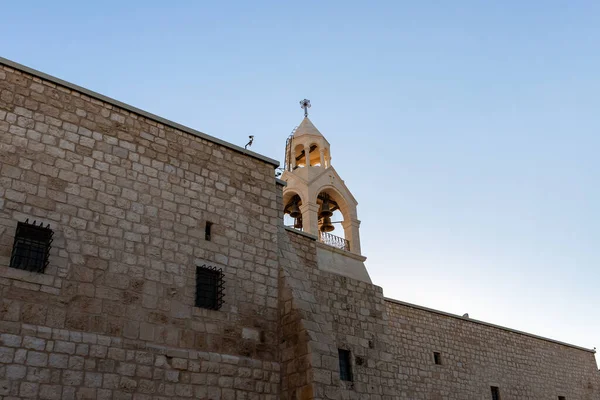 Вифлеем Израиль Декабря 2020 Колокольня Здании Церкви Рождества Христова Центральной — стоковое фото