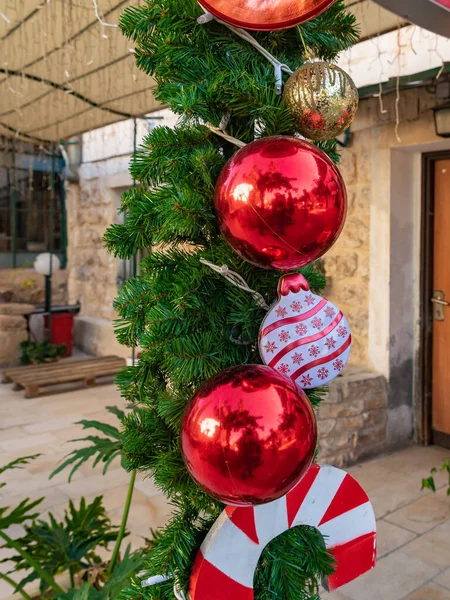 Decorado Para Celebración Navidad Sderot Ben Gurion Street Ciudad Haifa — Foto de Stock