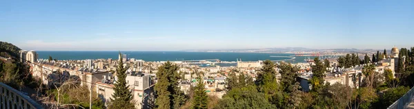 Haifa Izrael Stycznia 2021 Panoramiczny Widok Góry Karmel Świątyni Bahai — Zdjęcie stockowe