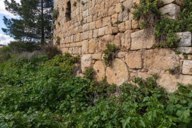 Haçlı Kalesi Şatosu Neuf-Metsudat Hunin 'in dış duvarları İsrail' in kuzeyindeki Yukarı Celile 'deki İsrail Margaliot köyünün girişinde yer almaktadır.