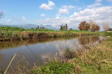 Kuzey İsrail 'deki Hula Gölü Doğa Koruma Alanı' nda sabahın erken saatlerinde..