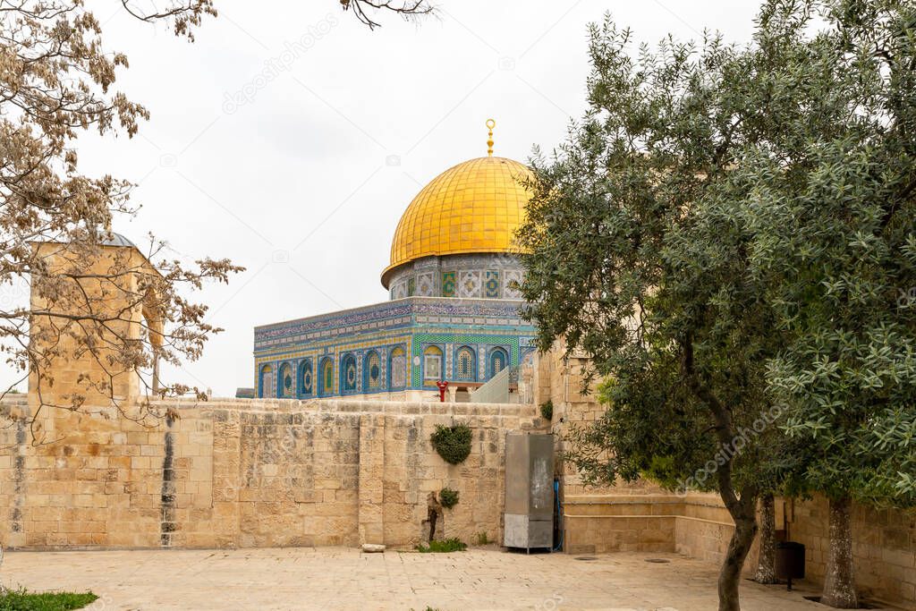 The Al Aqsa Mosque and the Dome of Yusuf built by Salah ad-Din at the end of the 12th century on the Temple Mount, in the old city of Jerusalem, in Israel