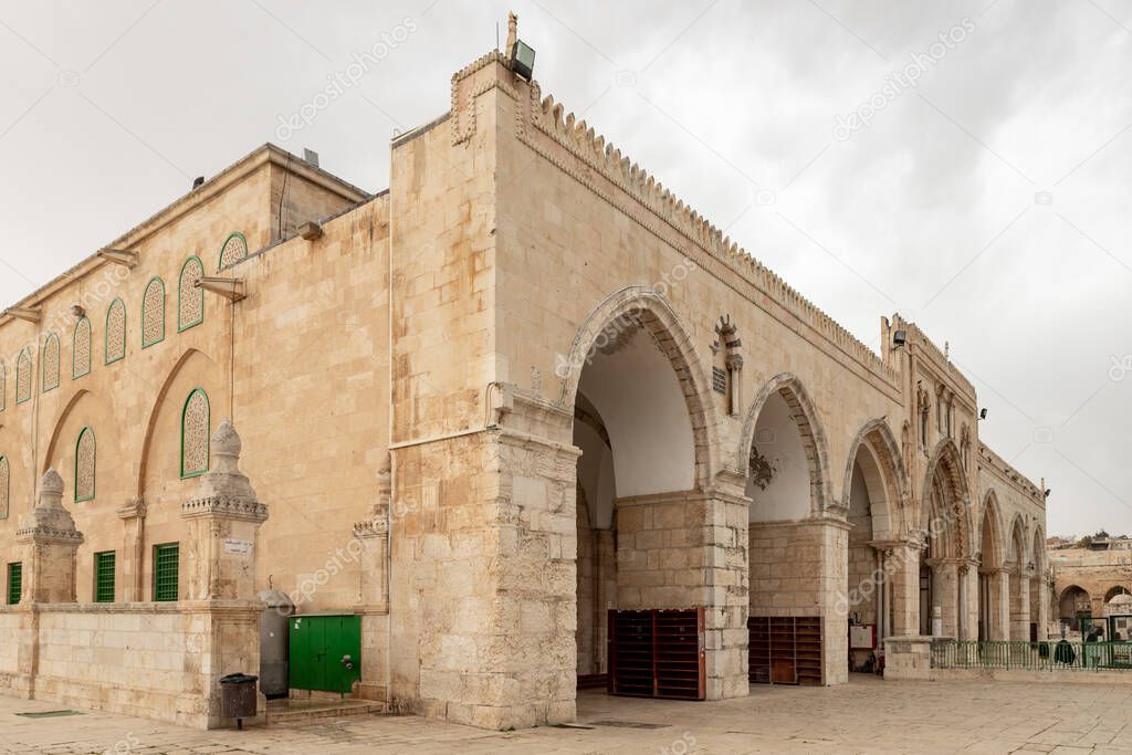 The Al Aqsa Mosque on the Temple Mount in the Old Town of Jerusalem in Israel