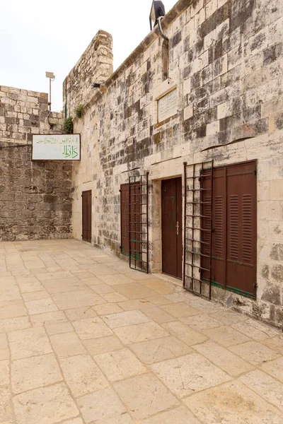 Utility rooms are located on the side of the closed Golden Gate - Gate of Mercy, on the Temple Mount in the Old Town of Jerusalem in Israel