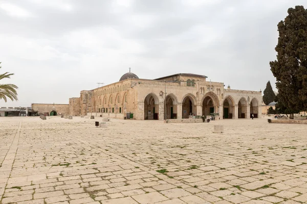 Jerusalén Israel Marzo 2021 Fachada Principal Mezquita Aqsa Monte Del — Foto de Stock