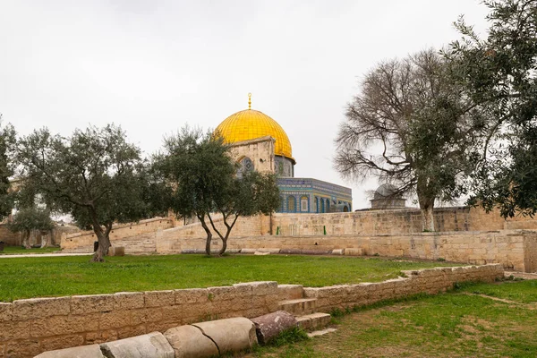 Купол Скальной Мечети Храмовой Горе Старом Городе Иерусалима Израиле — стоковое фото