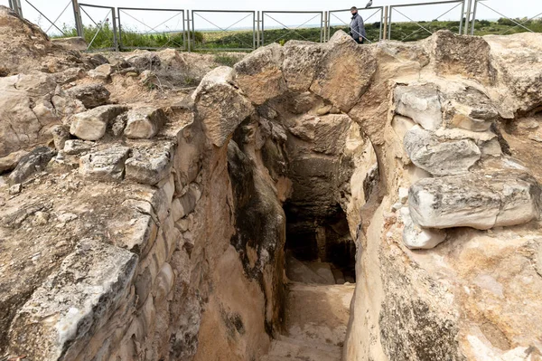 Kiryat Gat Israel Marzo 2021 Las Excavaciones Entrada Cueva Económica — Foto de Stock