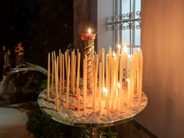 Srail Hayfa Kentindeki Rus Ortodoks Kilisesi Nin Girişinde Mum Yakılacak — Stok fotoğraf