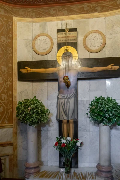 Haïfa Israël Mai 2021 Crucifix Dans Salle Latérale Église Orthodoxe — Photo
