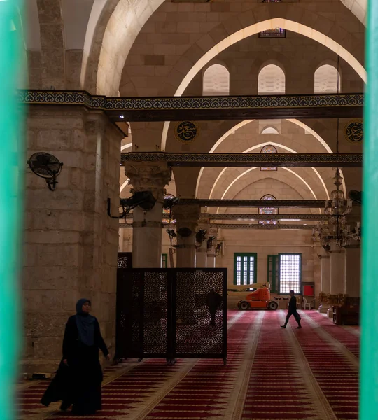 Jeruzsálem Izrael 2021 Március Aqsa Mecset Belseje Templom Hegyen Jeruzsálem — Stock Fotó