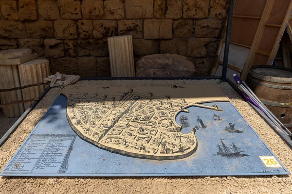Acre Israel Junho 2021 Estilizado Como Mapa Antigo Mapa Cidade — Fotografia de Stock
