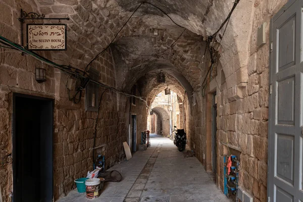 Acre Israël Juni 2021 Met Stenen Omzoomde Tunnel Passeert Onder — Stockfoto