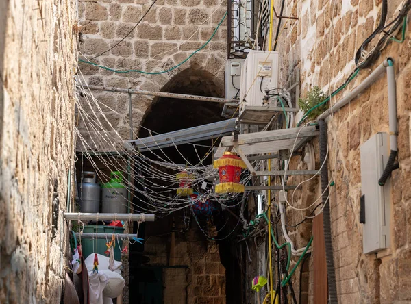 Acre Israel Junio 2021 Calles Antiguas Con Paredes Decoradas Con — Foto de Stock