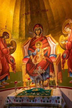 Kudüs, İsrail, 17 Temmuz 2021: İsrail 'in eski Kudüs kentindeki Sandanai Manastırı' nın içi