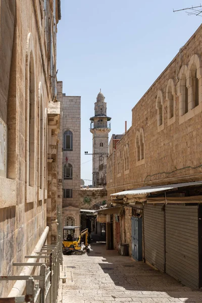Иерусалим Израиль Июля 2021 Года Тихая Маленькая Улица Аль Мозллен — стоковое фото