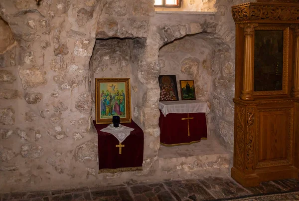 Jerusalém Israel Julho 2021 Ícones Interior Pequeno Mosteiro Feodorovsky Bairros — Fotografia de Stock