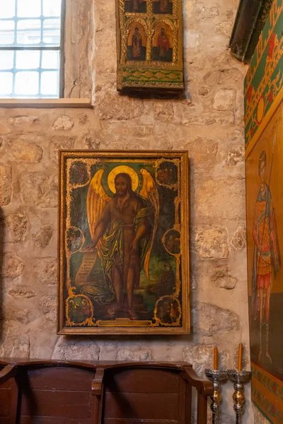 Jerusalén Israel Julio 2021 Iconos Interior Del Pequeño Monasterio Feodorovsky — Foto de Stock
