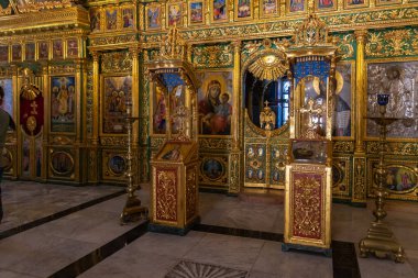 Kudüs, İsrail, 17 Temmuz 2021: Vaftizci Yahya 'nın eski Kudüs, İsrail' deki Hristiyan kamarasındaki manastırının içi