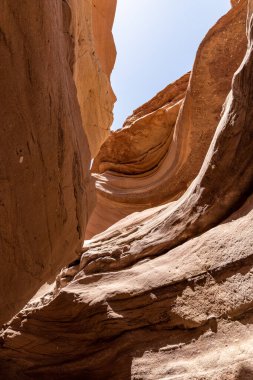 İsrail 'in güneyindeki Kızıl Kanyon, Eilat kenti yakınlarındaki bir doğa koruma alanındaki kayalar arasındaki dar geçit.