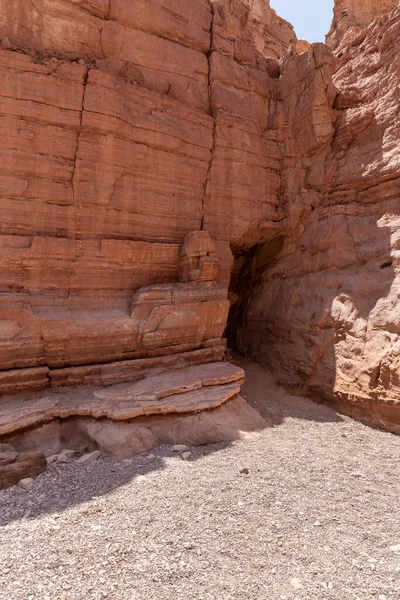 Paso Estrecho Entre Rocas Una Reserva Natural Cerca Ciudad Eilat — Foto de Stock