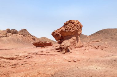 İsrail 'in güneyindeki Eilat kenti yakınlarındaki Timna Ulusal Parkı' ndaki yeraltı sularıyla kayalardan yüzyıllarca önce oluşan mantar..