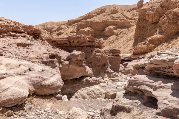 Fantasticamente Bela Paisagem Uma Reserva Natural Perto Cidade Eilat Red — Fotografia de Stock