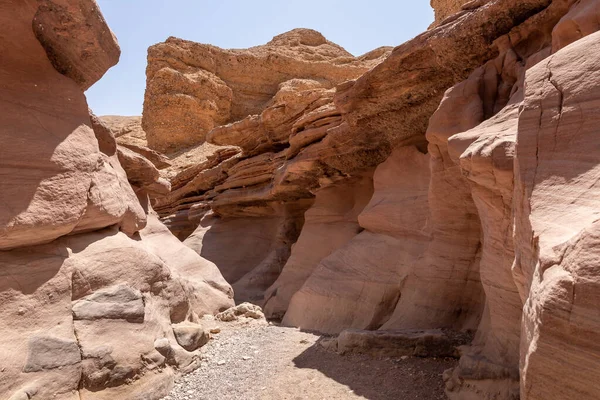 Passagem Estreita Entre Rochas Uma Reserva Natural Perto Cidade Eilat — Fotografia de Stock