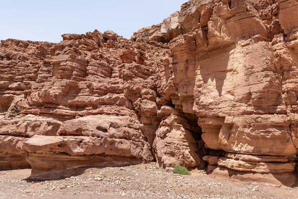 Smalle Doorgang Tussen Rotsen Een Natuurreservaat Bij Eilat Stad Red — Stockfoto