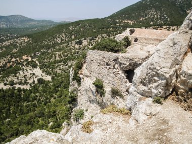 Preserved ruins of Monolithos Castle located on Rhodes island in the Greece