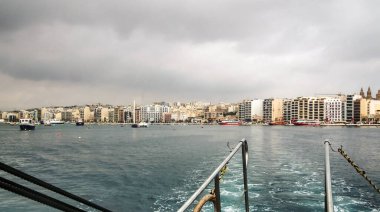 Valletta, Malta, 05 July, 2013 : View from tourist boat of waterfront in Valletta area of  Malta