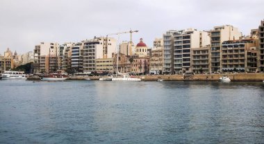 Valletta, Malta, 05 July, 2013 : View from tourist boat of waterfront in Valletta area of  Malta